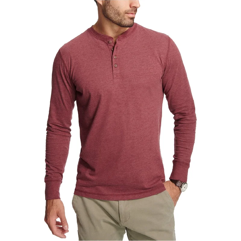 Weatherproof Mens Vintage Mens Heathered Henley Shirt, Red, Medium