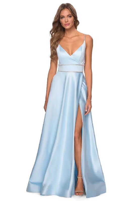 prom dress inspiration galleriesLa Femme - 28385SC Strappy Backless Beaded Waist High Slit Prom Dress