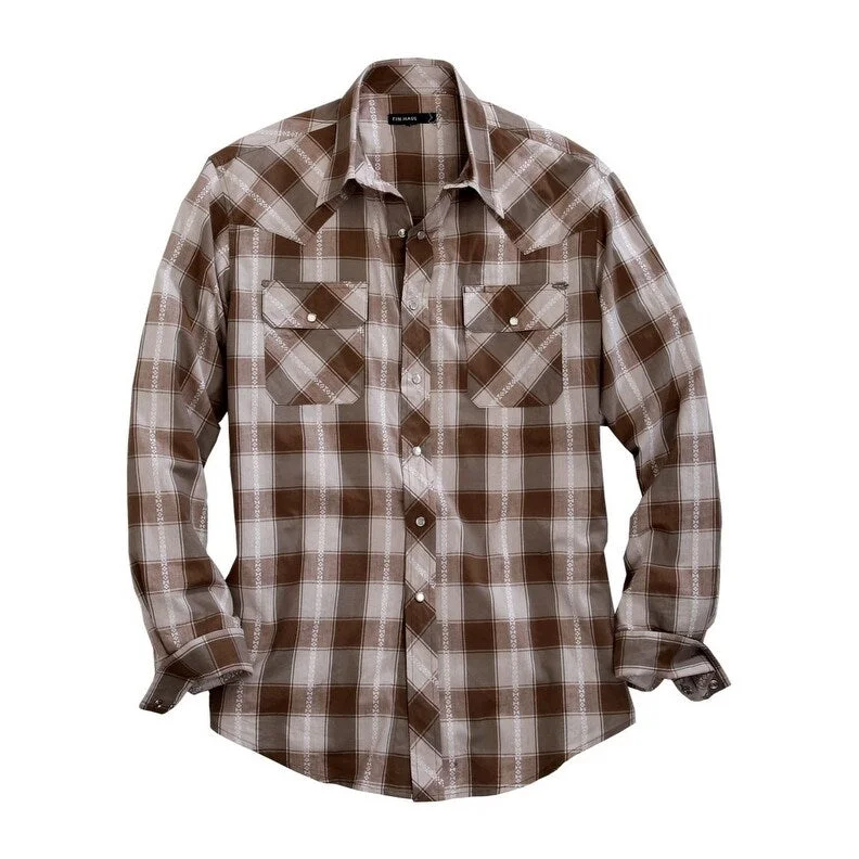 Tin Haul Western Shirt Mens L/S Snap Plaid Gray 10-001-0062-4055 GY