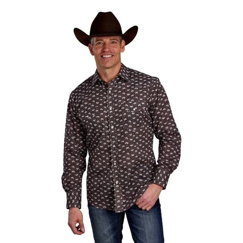 Roper Western Shirt Mens L/S Snap Floral Brown 01-001-0019-0679 BR