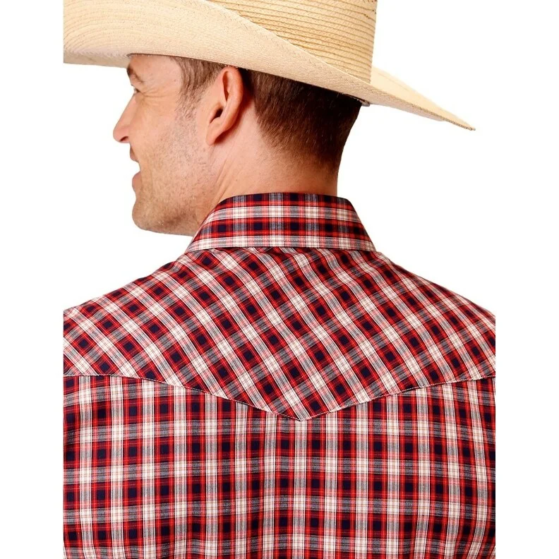 Roper Western Shirt Mens S/S Plaid Snap Red 01-002-0101-4022 RE