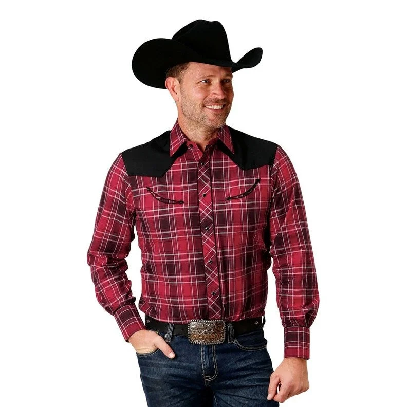 Roper Western Shirt Mens L/S Snap Plaid Red 01-001-0087-1001 RE