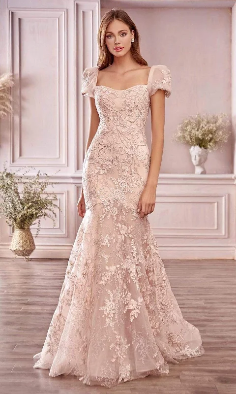 prom dress preservationAndrea and Leo A1025 - Embroidered Puff Sleeve Prom Gown