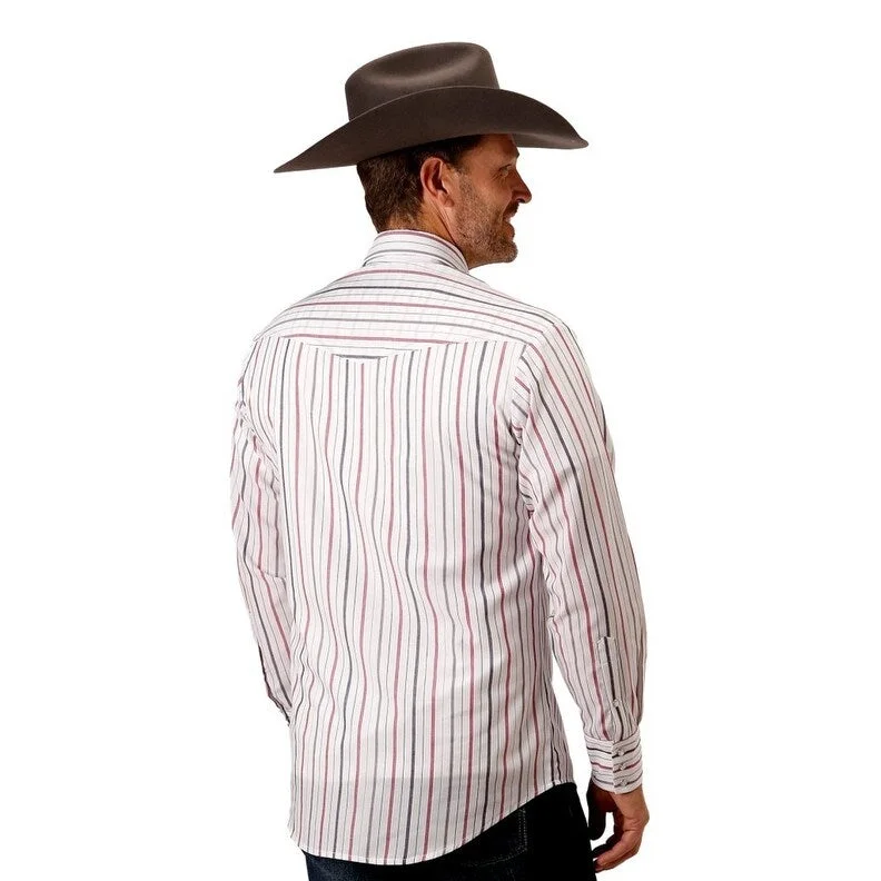 Roper Western Shirt Mens Long Sleeve Stripes White 01-001-0144-0247 WH