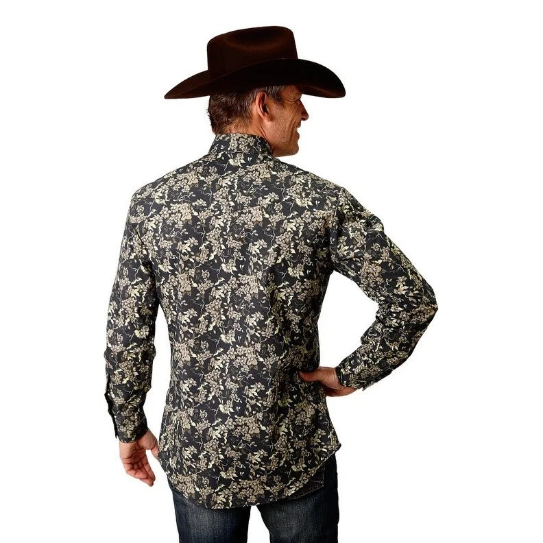 Roper Western Shirt Mens L/S Floral Snap Black 01-001-0019-0709 BL