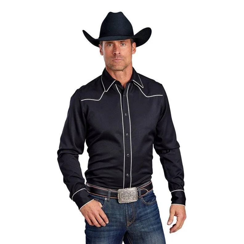 Stetson Western Shirt Mens L/S Rugged Black 11-001-0465-0778 BL