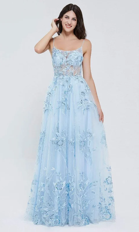 prom dresses with illusion panelsJ'Adore Dresses - J20018 Floral Embellished Prom Gown