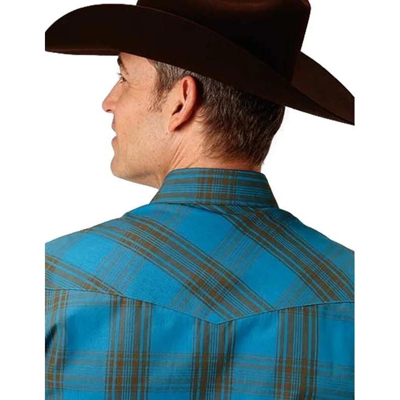 Roper Western Shirt Mens L/S Snap Plaid Blue 01-001-0101-6025 BU