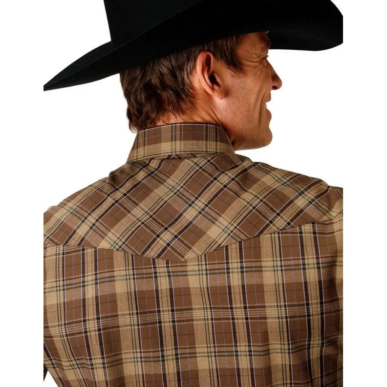 Roper Western Shirt Mens Plaid L/S Snap Brown 01-001-0101-6040 BR