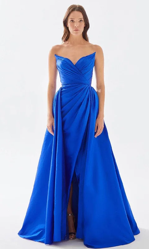 illusion sleeve prom dressesTarik Ediz 52126 - Strapless Overskirt Prom Gown