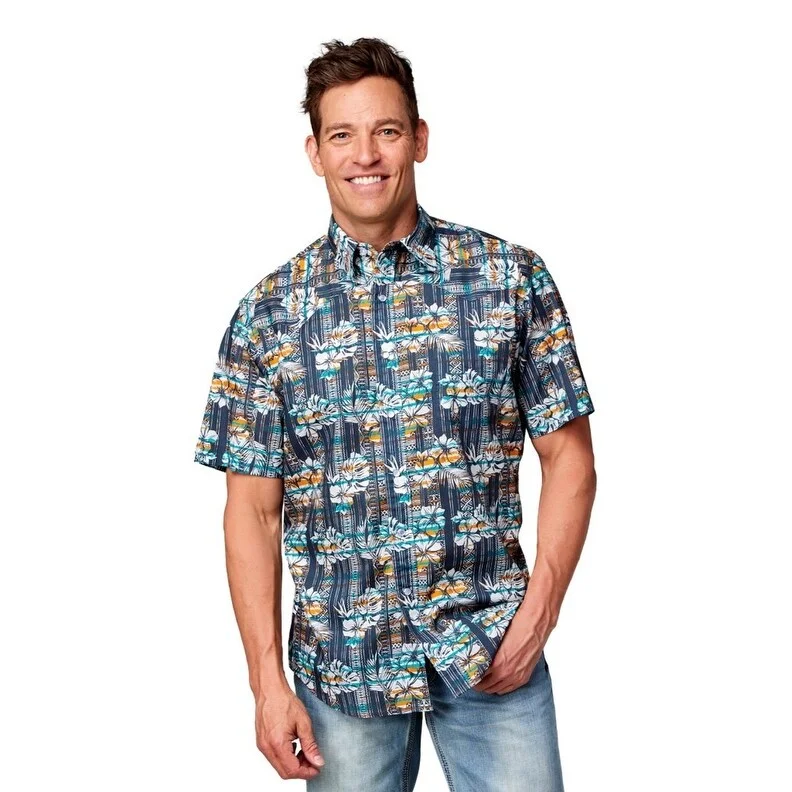 Roper Western Shirt Mens S/S Tropical Gray 03-002-0064-0467 GY