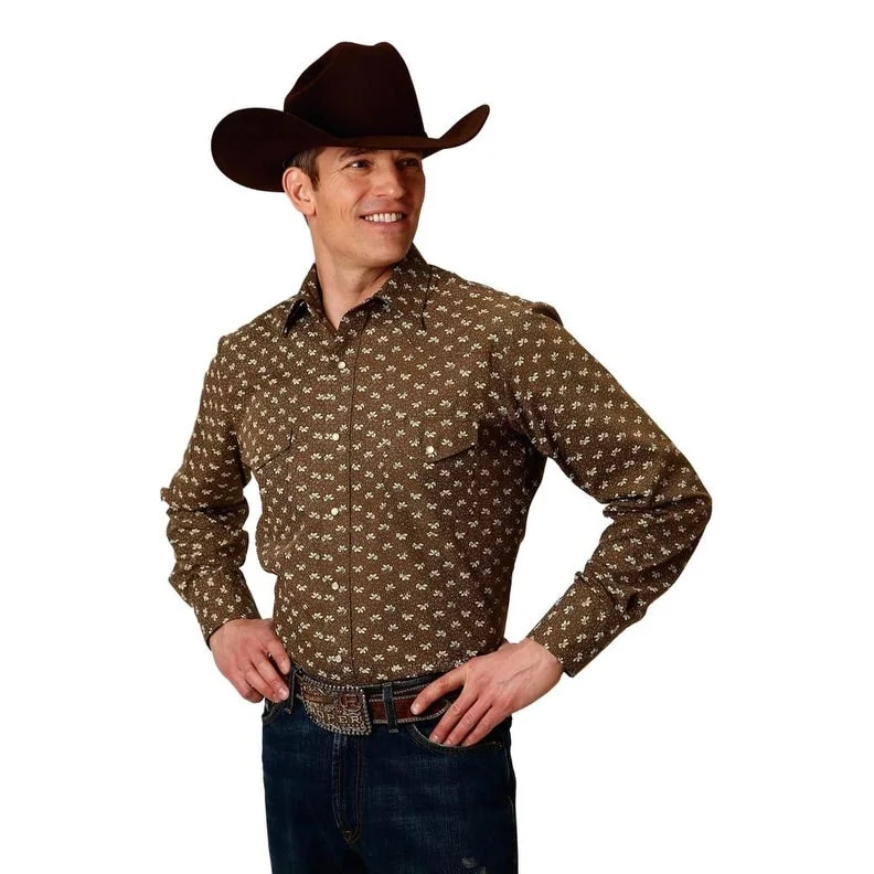 Roper Western Shirt Mens Long Sleeve Snap Brown 01-001-0019-0624 BR