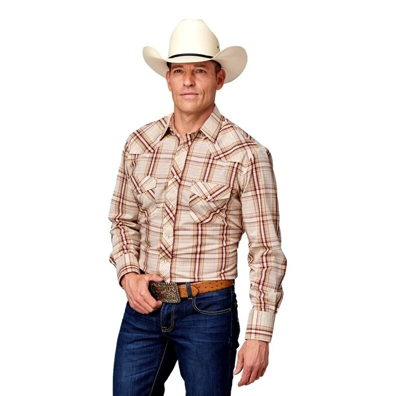 Roper Western Shirt Mens Long Sleeve Plaid Snap 01-001-0101-4060 TA