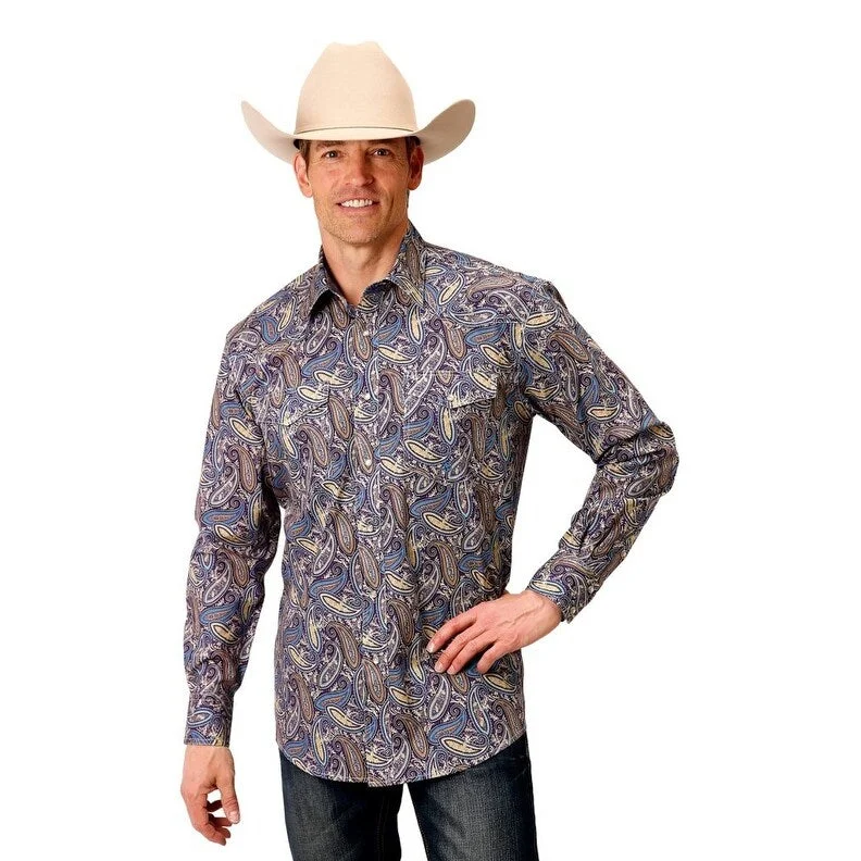 Roper Western Shirt Mens L/S Plum Multi-Color 03-001-0225-6013 MU