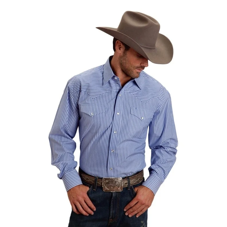 Stetson Western Shirt Mens Long Sleeve Periwinkle 11-001-0476-0802 BU