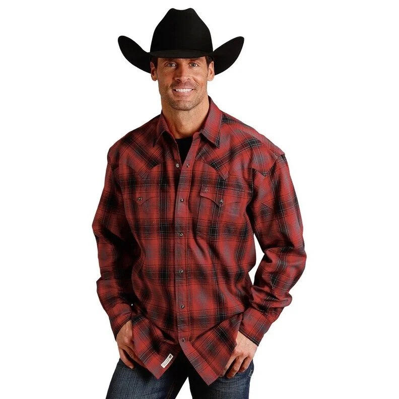 Stetson Western Shirt Mens L/S Plaid Snap Red 11-001-0478-7091 RE