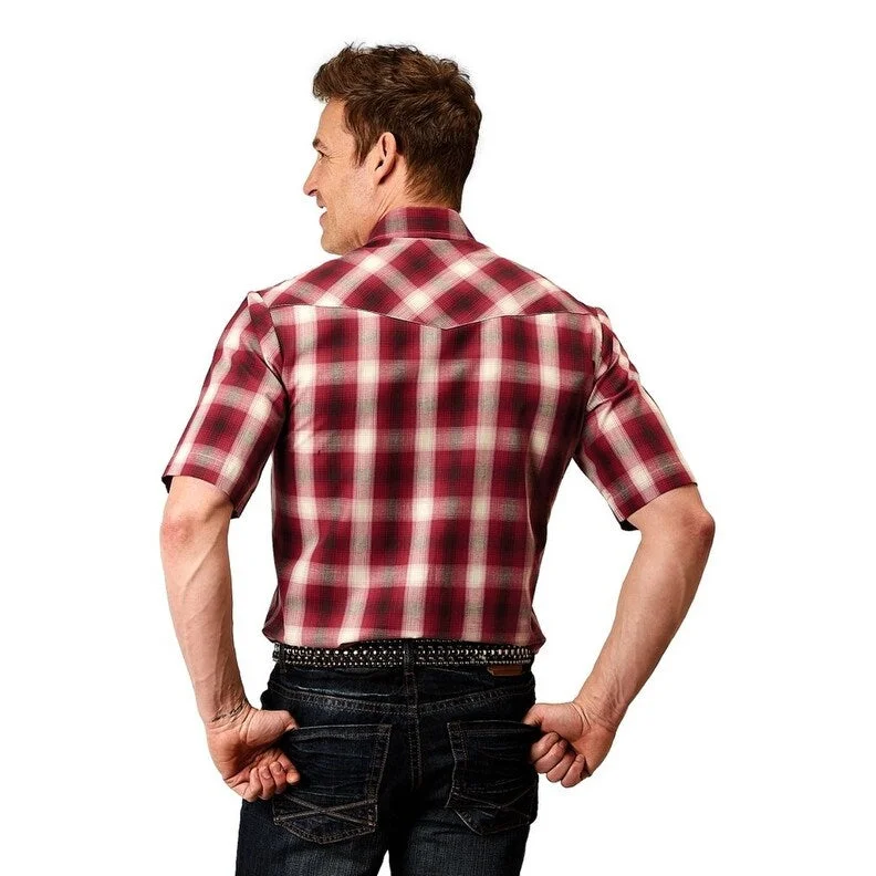 Roper Western Shirt Mens Short Sleeve Plaid Red 01-002-0101-3007 RE