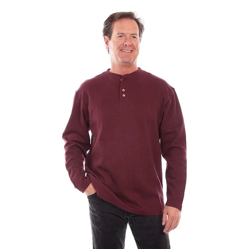 Scully Western Shirt Mens Long Sleeve Heather Rib Henley F0_5294