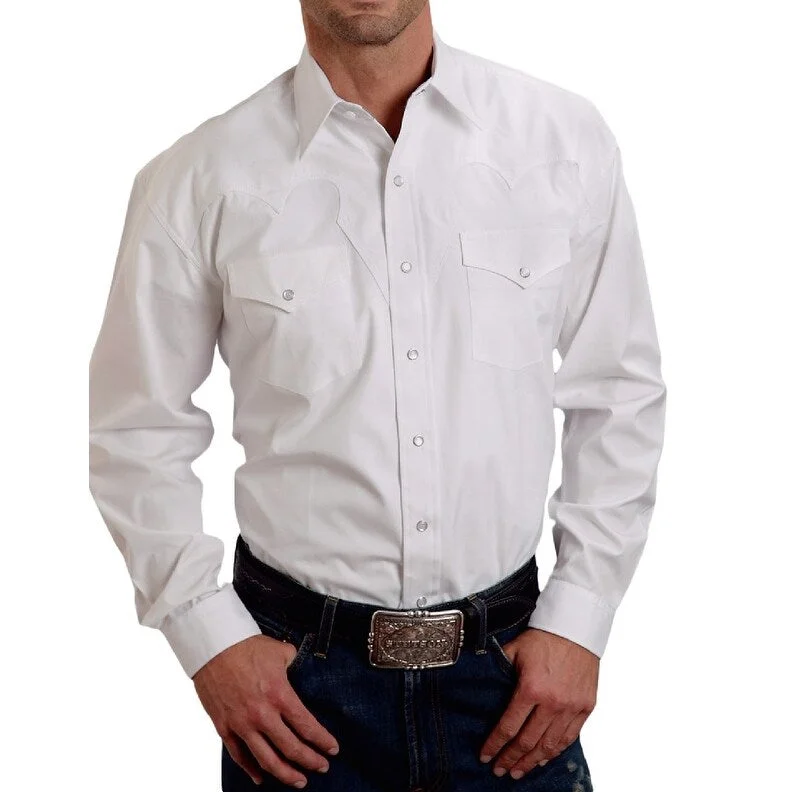 Stetson Western Shirt Mens L/S Snap Solid White 11-001-0465-9354 WH