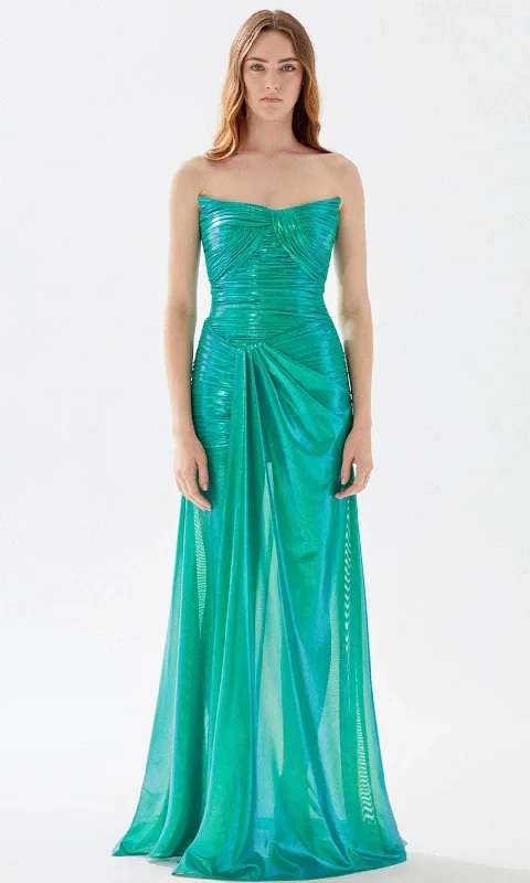 backless prom dressesTarik Ediz 52039 - Ruched Strapless Prom Gown