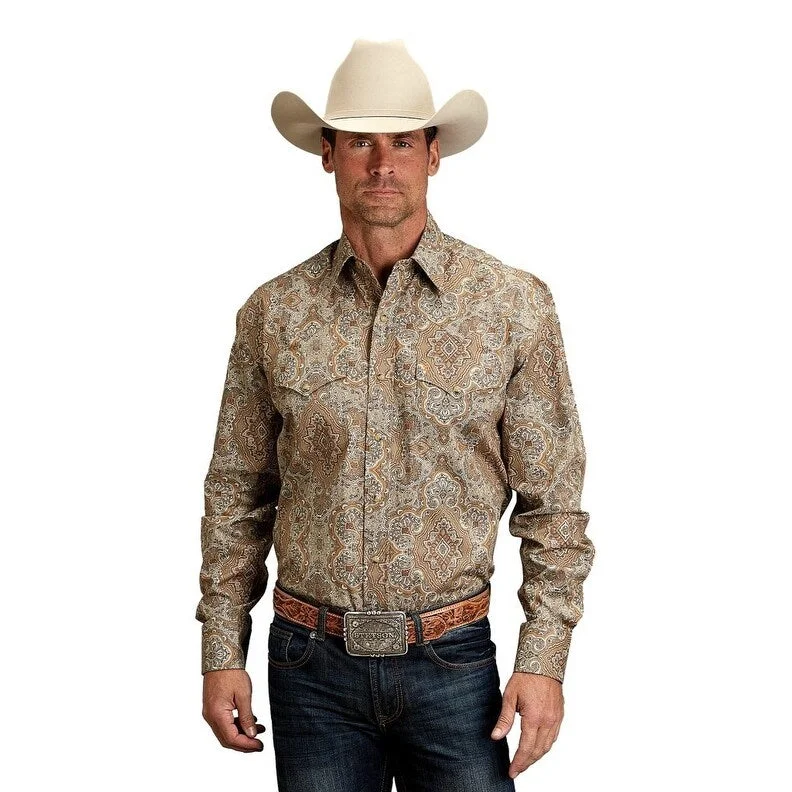 Stetson Western Shirt Mens L/S Paisley Brown 11-001-0425-2054 BR