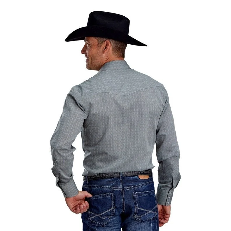 Roper Western Shirt Mens L/S Abstract Snap Gray 01-001-0145-0701 GY