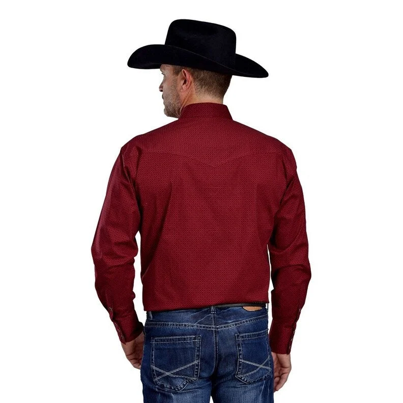 Roper Western Shirt Mens L/S Stretch Diamond Red 03-001-0225-6600 RE