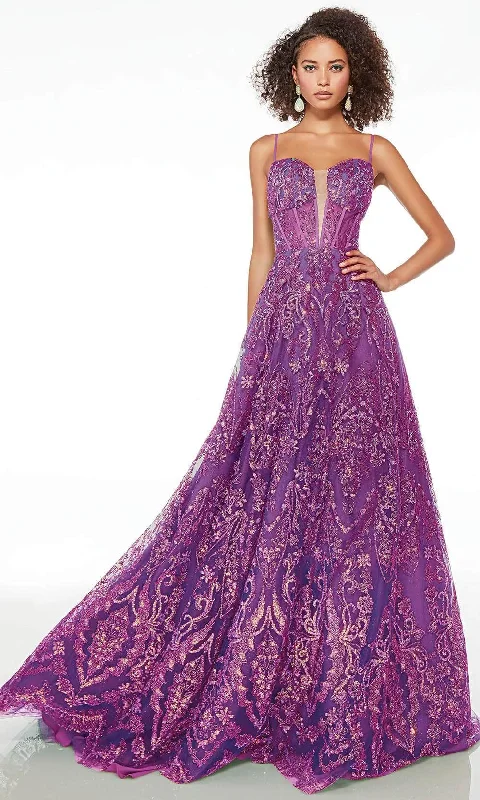 silk prom dressesAlyce Paris 61581 - Plunging Sweetheart Prom Gown