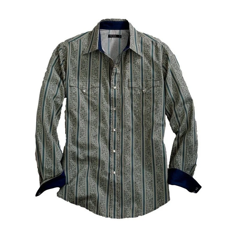 Tin Haul Western Shirt Mens L/S Snaps Vintage Gray 10-001-0068-0711 GY