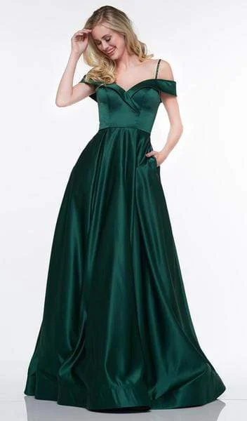 bodycon prom dressesGlow by Colors - Off Shoulder Satin A-Line Prom Gown G841