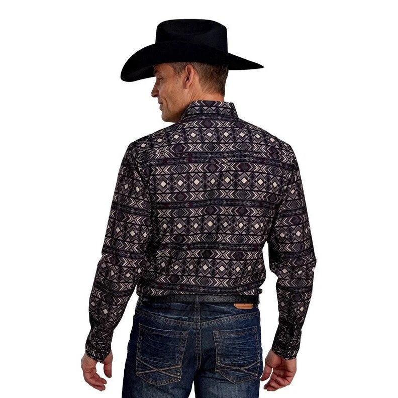 Roper Western Shirt Mens L/S Aztec Snap Gray 03-001-0067-0636 GY