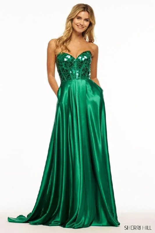 prom dresses for winterSherri Hill 56041 - Cut Glass Embellished Strapless Prom Gown