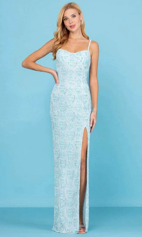 prom dress fitting adviceSCALA - 60286 Sleeveless Cutout High Slit Prom Gown