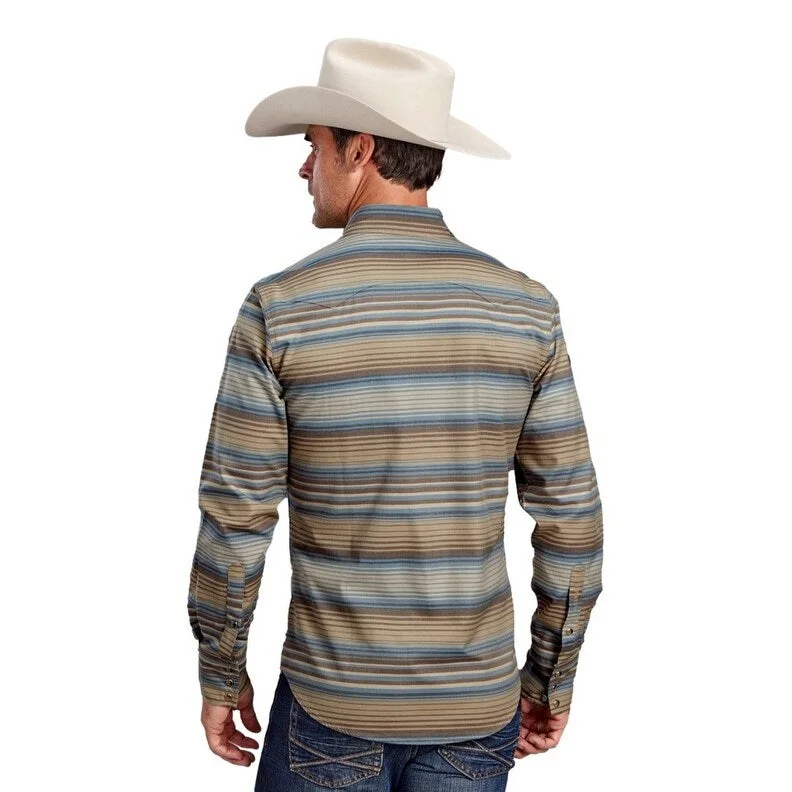 Stetson Western Shirt Mens L/S Serape Stripe Brown 11-001-0476-0740 BR