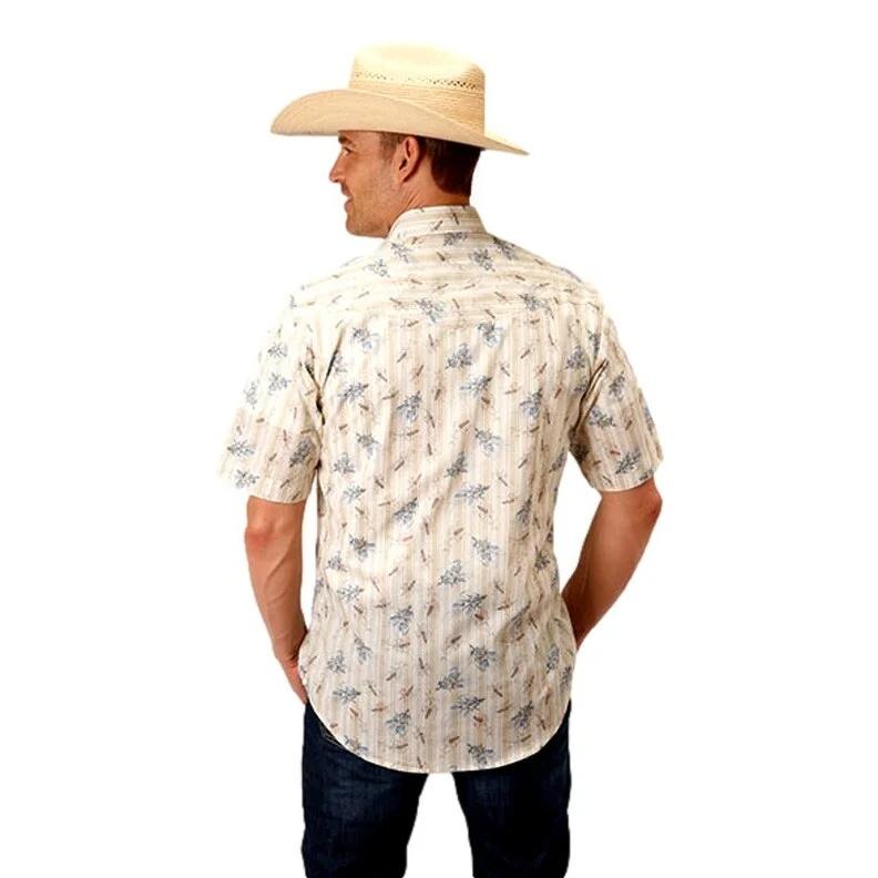 Roper Western Shirt Mens Short Sleeve Vintage Tan 01-002-0019-0564 TA