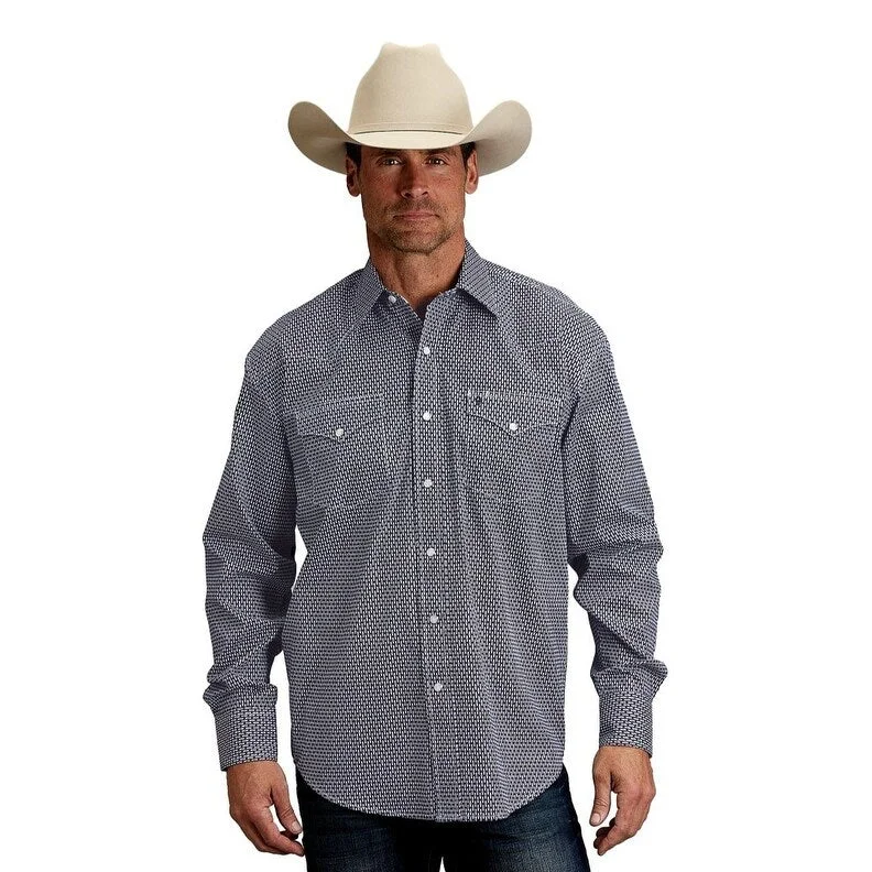 Stetson Western Shirt Mens Diamond L/S Snap Blue 11-001-0425-2052 BU