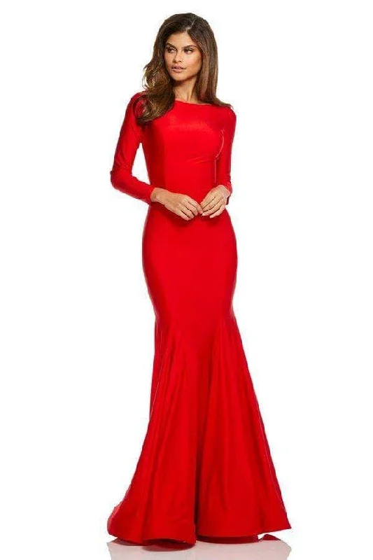 silk prom dressesSherri Hill 52785 - Long Sleeve Trumpet Prom Dress