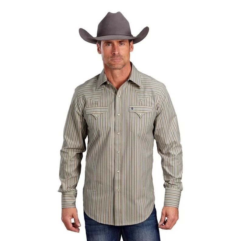 Stetson Western Shirt Mens L/S Dobby Stripe Brown 11-001-0476-0739 BR