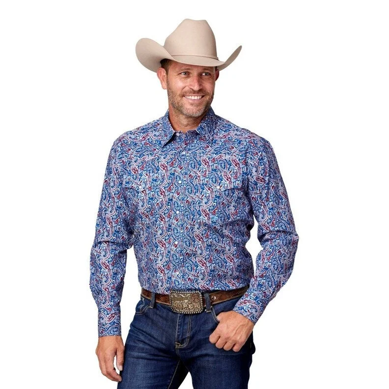 Roper Western Shirt Mens Snap L/S Paisley Blue 03-001-0225-4035 BU