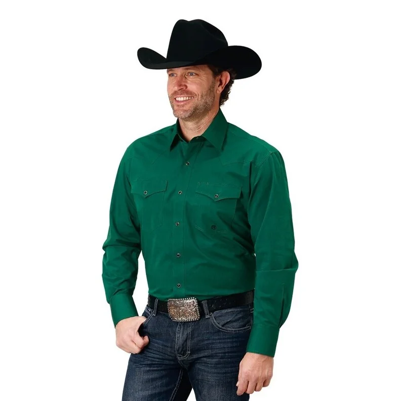 Roper Western Shirt Mens Long Sleeve Solid Snap 03-001-0265-0184 GR