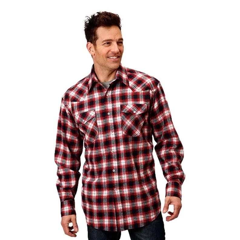 Roper Western Shirt Mens L/S Plaid Flannel Red 03-001-0722-2694 RE