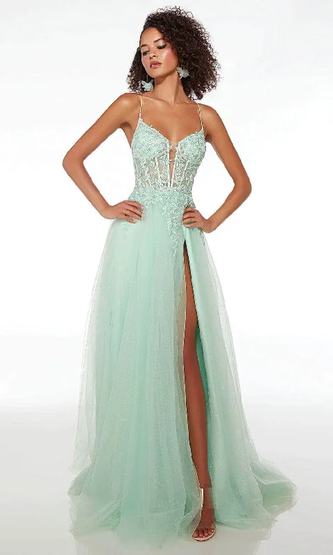 prom dress try-on ideasAlyce Paris 61561 - Lace Corset A-Line Prom Gown