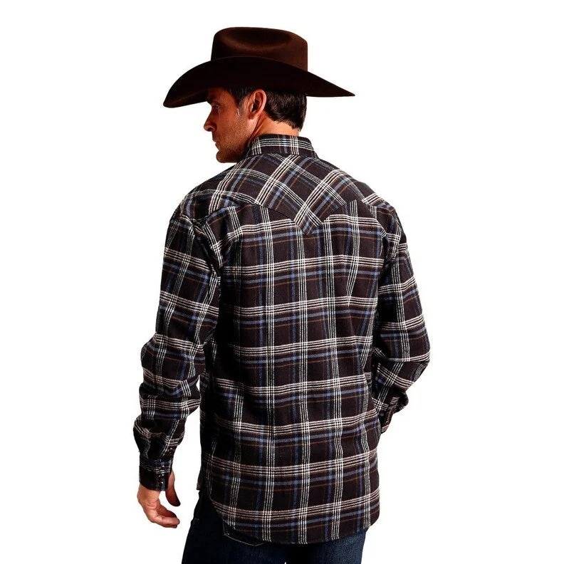 Stetson Western Shirt Mens L/S Flannel Brown 11-001-0478-6054 BR