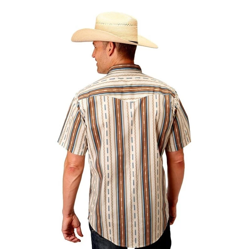 Roper Western Shirt Mens S/S Desert Aztec Brown 03-002-0068-0459 BR