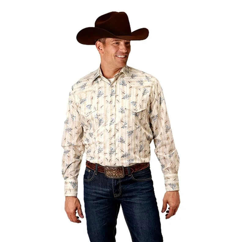 Roper Western Shirt Mens L/S Floral Print Tan 01-001-0019-0564 TA