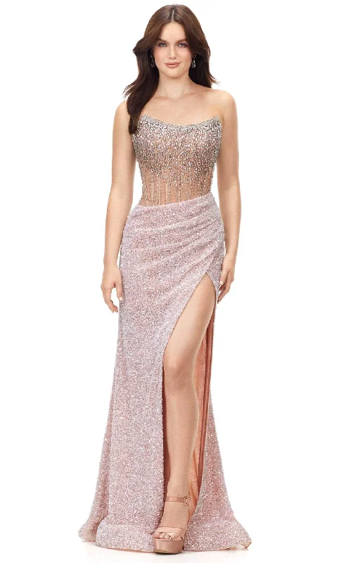 affordable prom dressesAshley Lauren 11238 - Drape Embellished Prom Dress