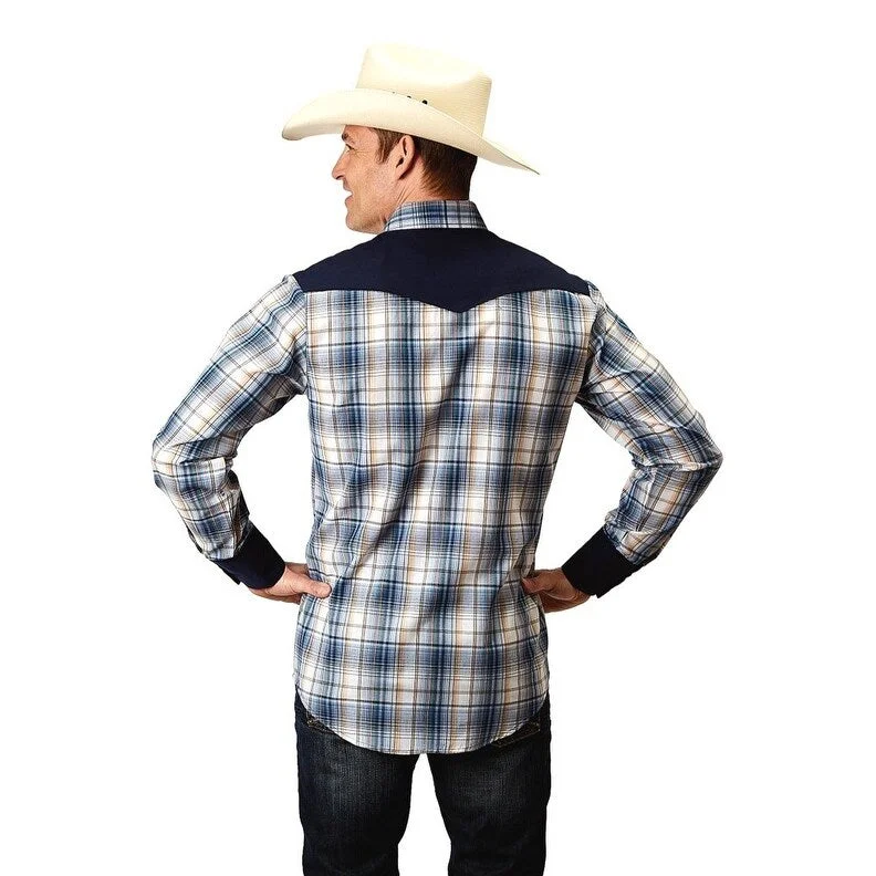 Roper Western Shirt Mens Plaid Snap L/S Blue 01-001-0087-3004 BU