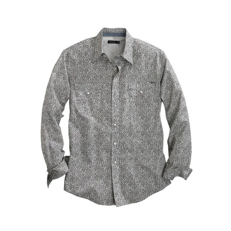 Tin Haul Western Shirt Mens L/S Floral Gray 10-001-0064-0215 GY