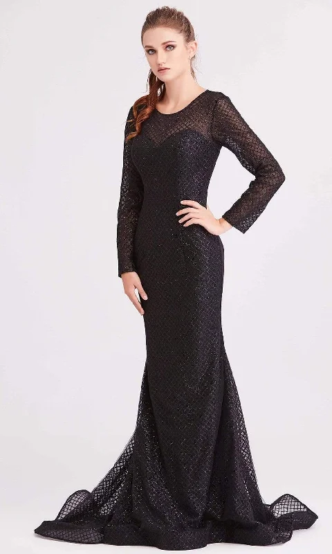 mini prom dressesJ'Adore Dresses - Sheer Long Sleeve Glitter Prom Dress J15011