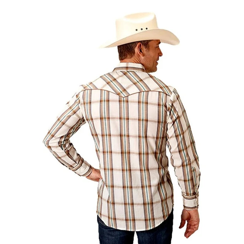 Roper Western Shirt Mens L/S Plaid Snap Brown 01-001-0086-0585 BR